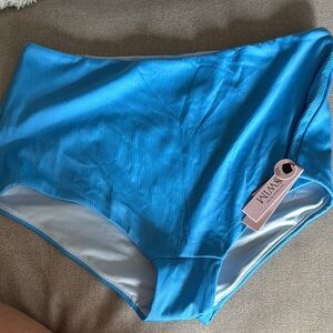 Blue High-Waisted Swim Bottoms